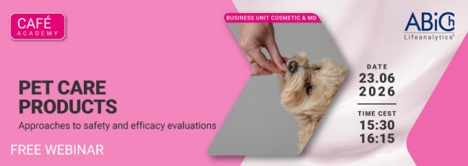 Image of a female hand that is feeding a dog, symbol of the free webinar Cosmetic and medical device that deals with the topic Pet care, which will be held in English